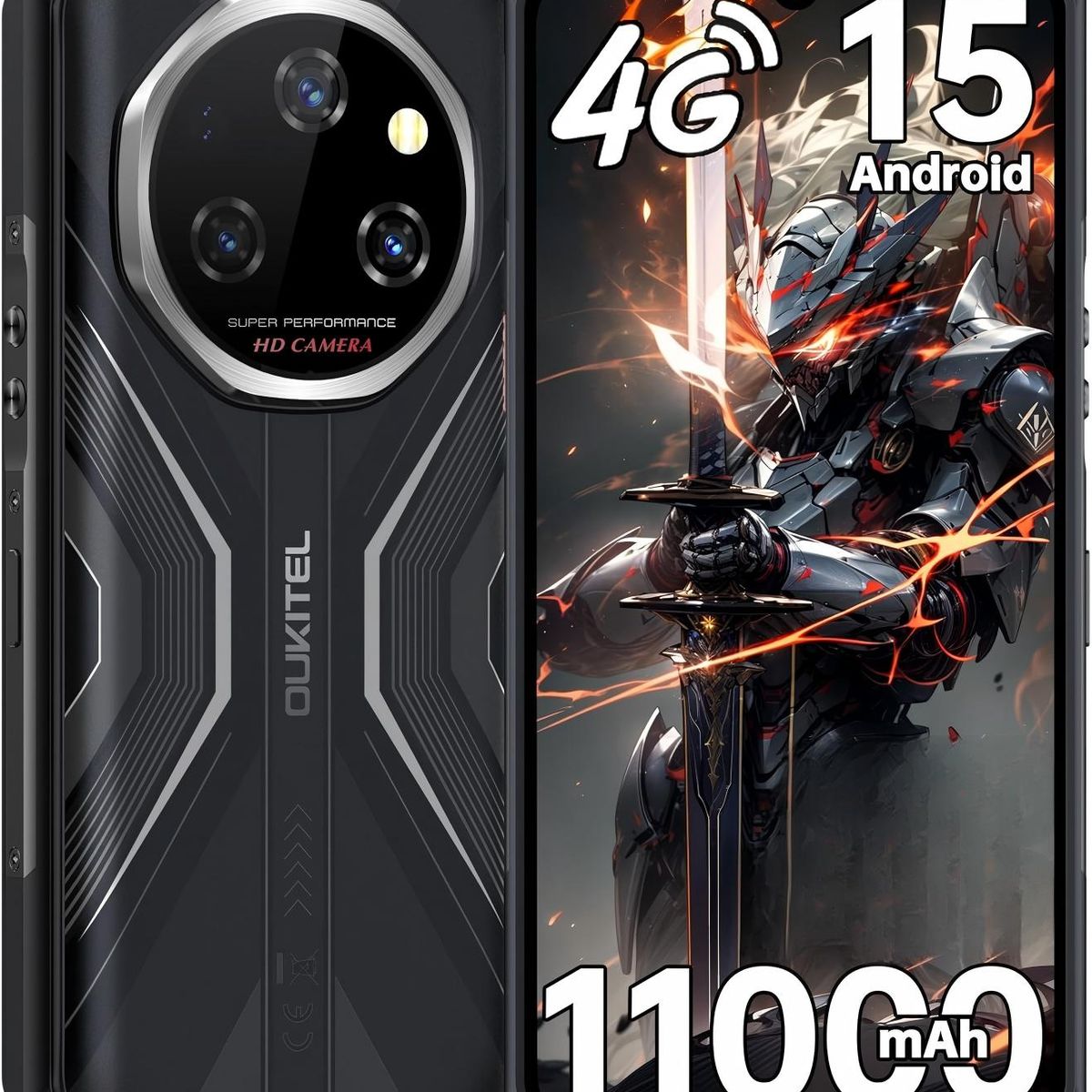 OUKITEL - OUKITEL WP55S Celular 24GB+256GB 11000mAh Android 15 Smartphone-Negro