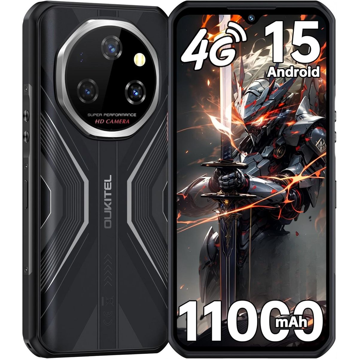 OUKITEL - OUKITEL WP55S Celular 24GB+256GB 11000mAh Android 15 Smartphone-Negro