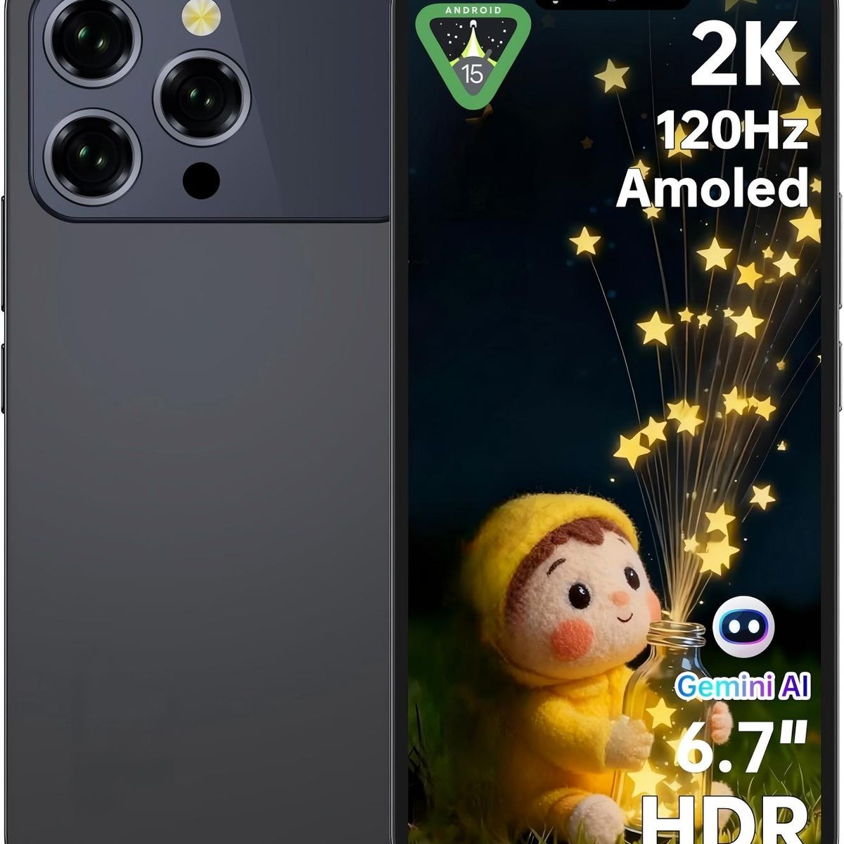 OUKITEL - OUKITEL P1 Pro Celular 24GB+512GB 50MP Android 15 Smartphone-Negro