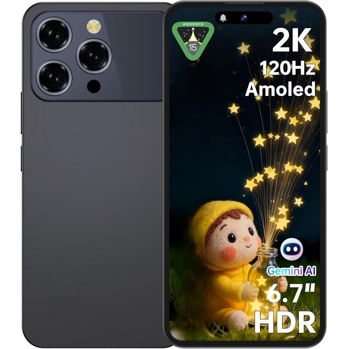 OUKITEL - OUKITEL P1 Pro Celular 24GB+512GB 50MP Android 15 Smartphone-Negro