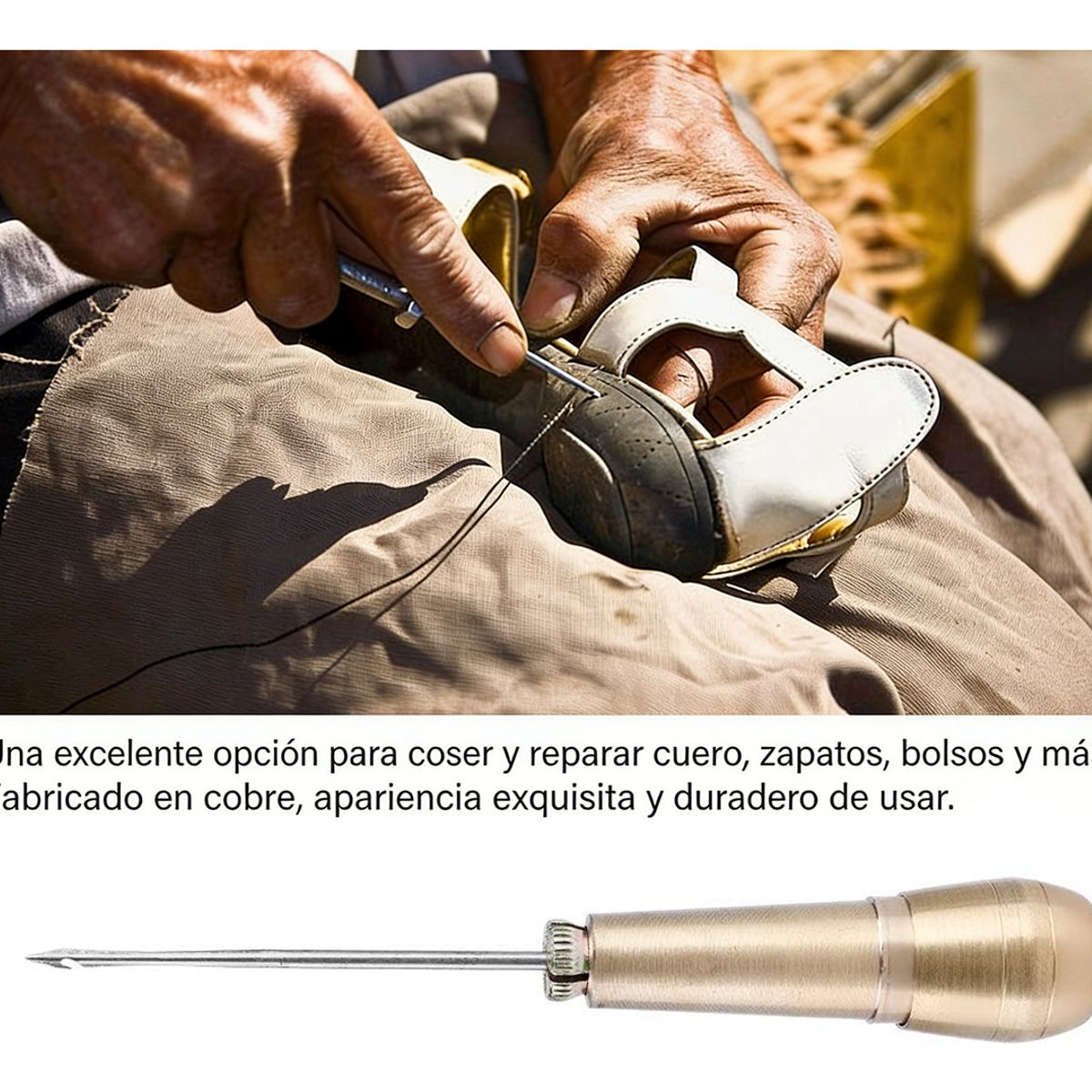 GENERICO - Coser Cuero Lona Gruesa Lezna Punzon De Bronce Tres Agujas
