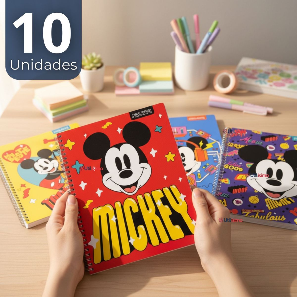 PROARTE - Pack 10 Cuadernos Universitarios Mickey Mouse Proarte 7mm 100 Hojas Diseños Surtidos