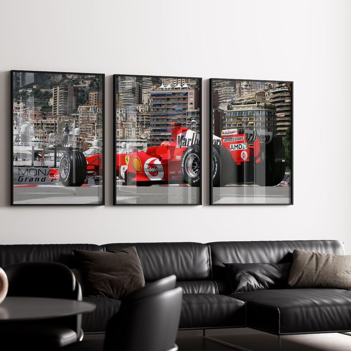 GENERICO - Set de 3 Cuadros Ferrari Fórmula 1 – Gran Premio de Mónaco + Póster Michael Schumacher