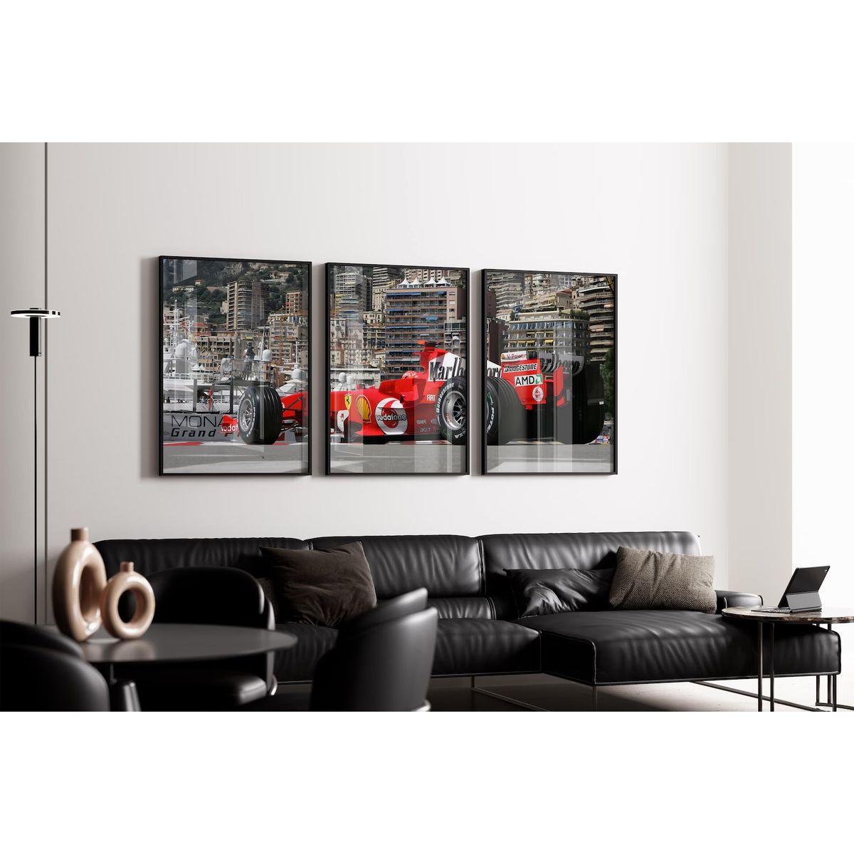GENERICO - Set de 3 Cuadros Ferrari Fórmula 1 – Gran Premio de Mónaco + Póster Michael Schumacher