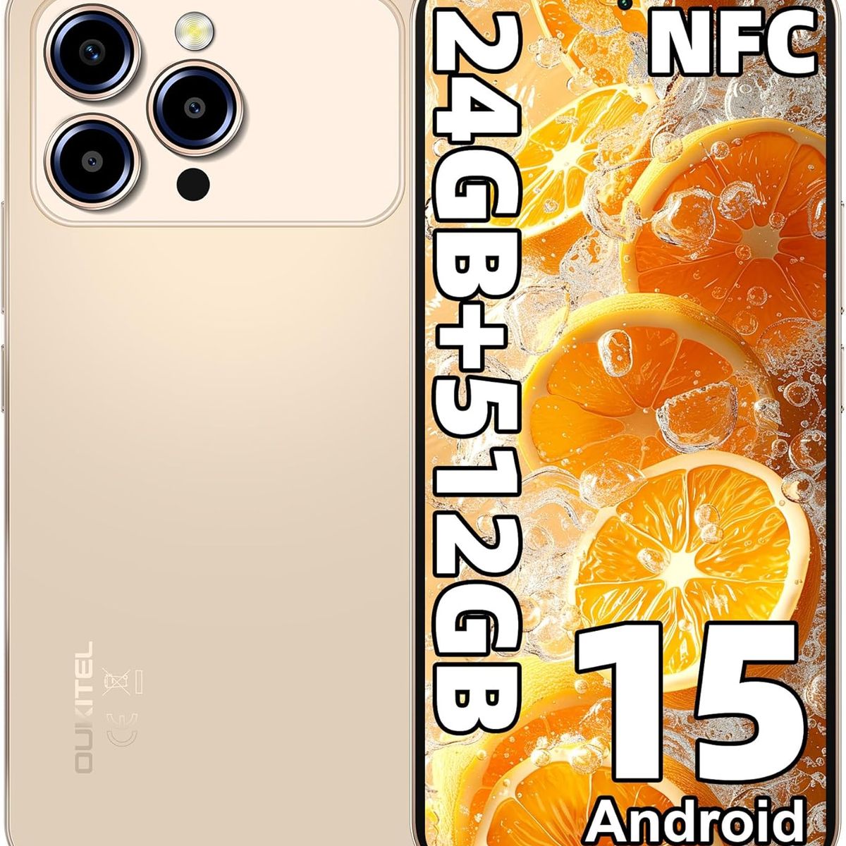 OUKITEL - OUKITEL P1 Pro Celular 24GB+512GB 50MP Android 15 Smartphone-Oro