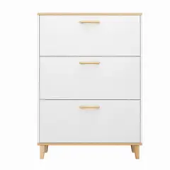 ACTUAL - Zapatero Organizador 3 Puertas Abatibles 2 Filas Hasta 18 Pares Blanco