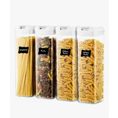 GENERICO - De 4 Contenedores Hermeticos De Plastico Cocina Despensa Color Blanco
