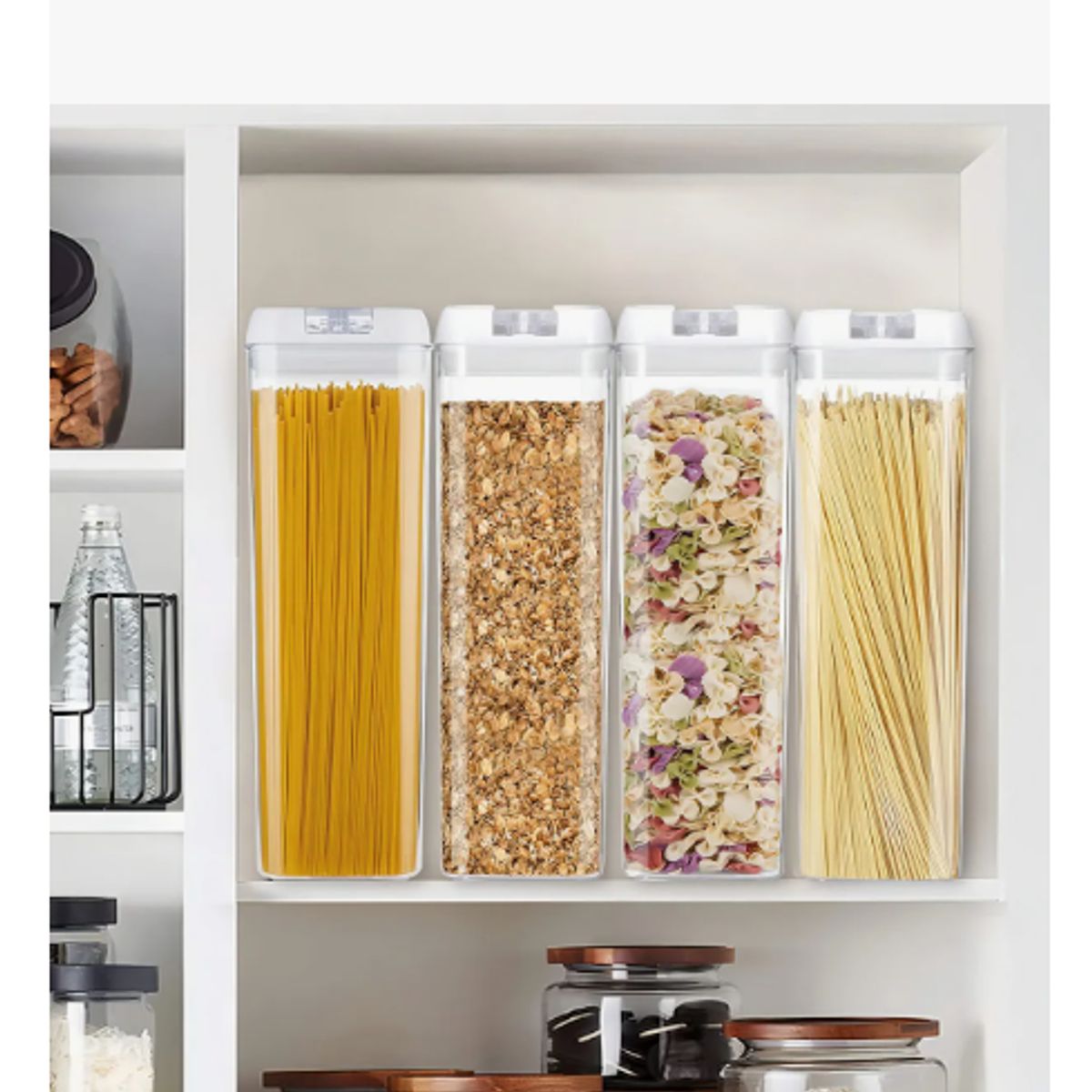 GENERICO - De 4 Contenedores Hermeticos De Plastico Cocina Despensa Color Blanco