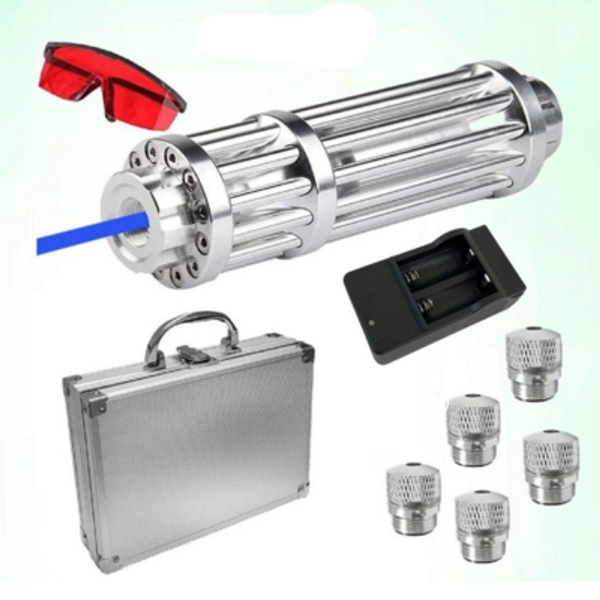 GENERICO - Puntero Laser Azul 50000 MW Quemador Kit Con Maleta A Pila Recargable