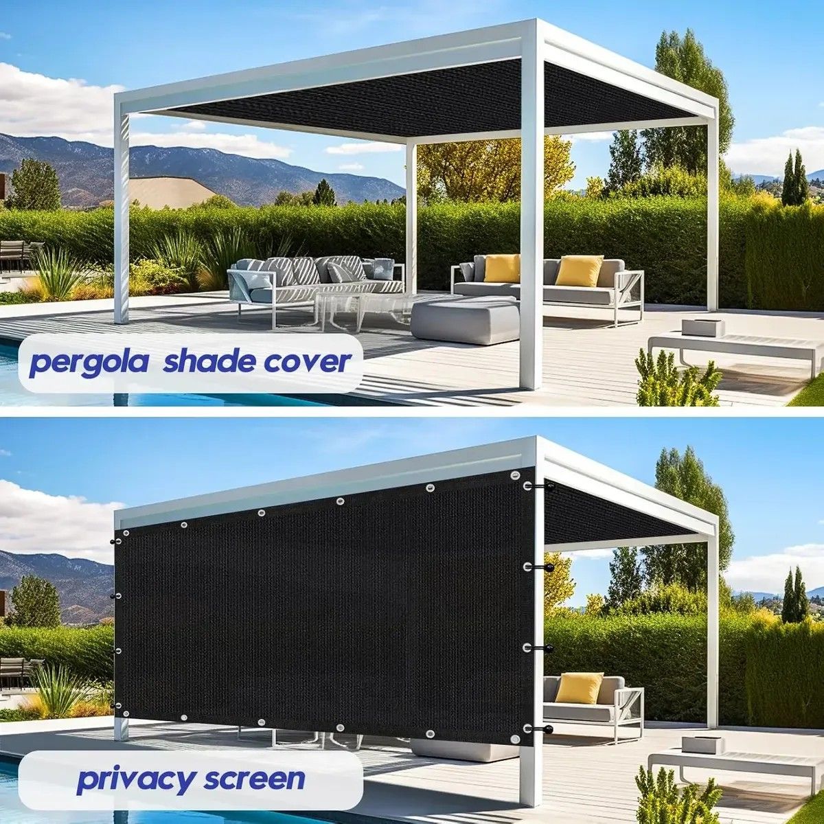 KUANGYE - Malla Raschel 3x4 Mts 90% Sombra Techo Patio Terraza Jardin