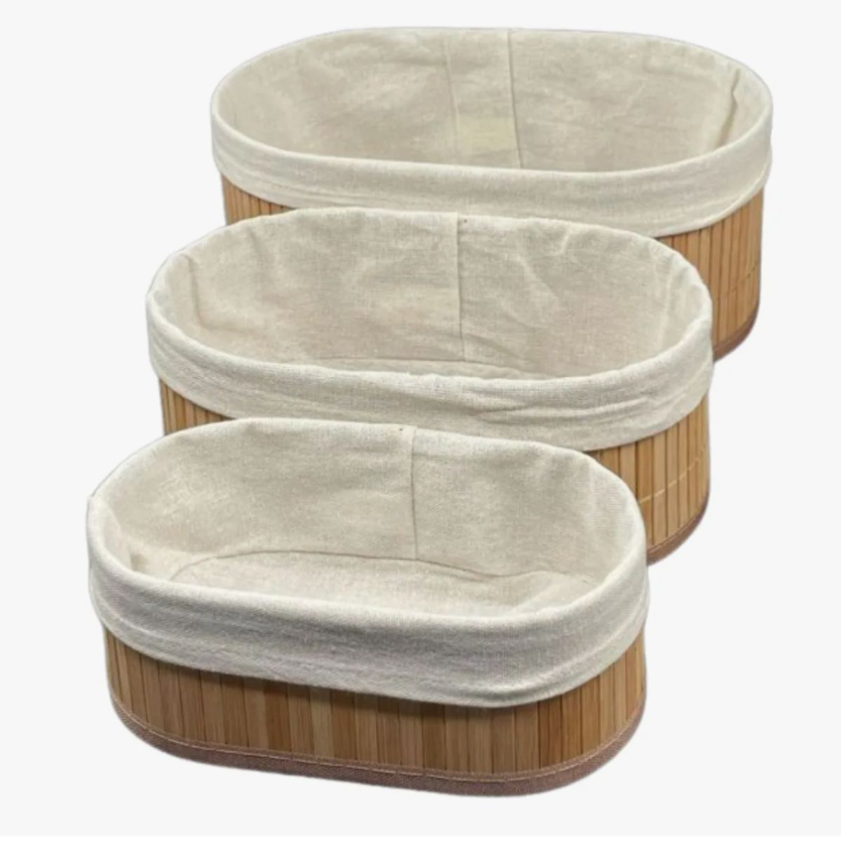 GENERICO - Set De 3 Canasto Cesta Bambu Organizador Almacenamiento