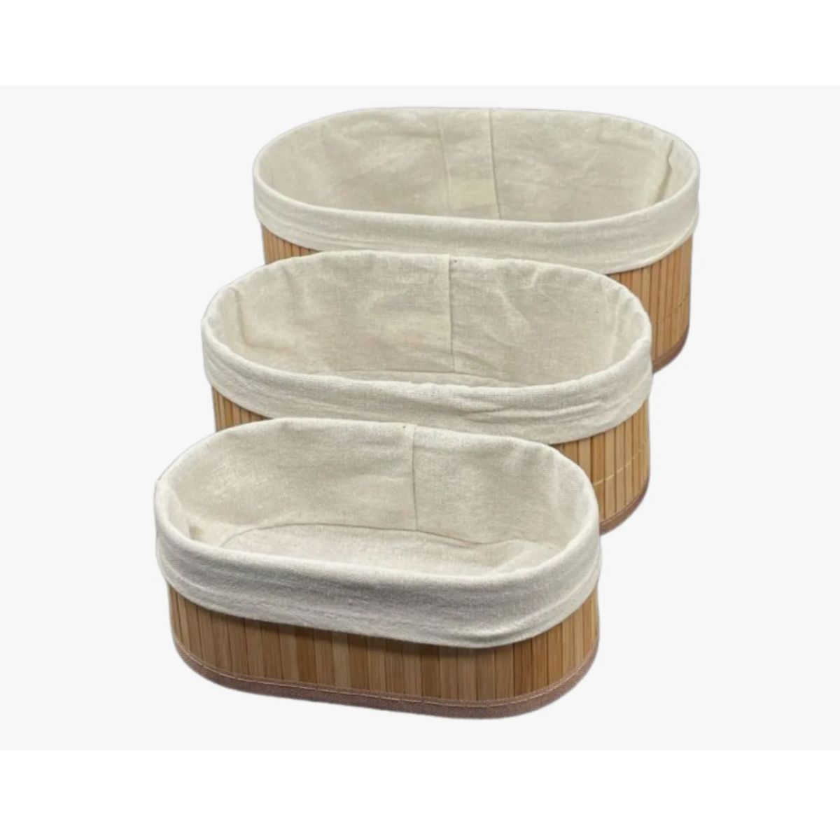GENERICO - Set De 3 Canasto Cesta Bambu Organizador Almacenamiento