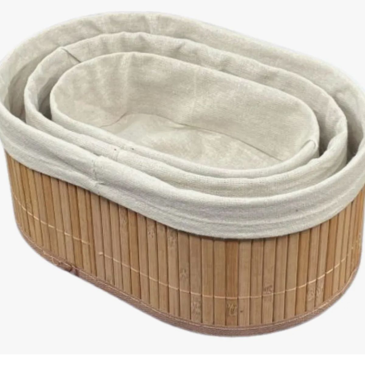 GENERICO - Set De 3 Canasto Cesta Bambu Organizador Almacenamiento