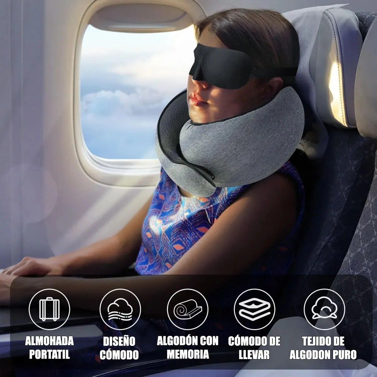 KUANGYE - Cojín Viaje Cuello Almohada Dormir Ergonómico Ortopédico