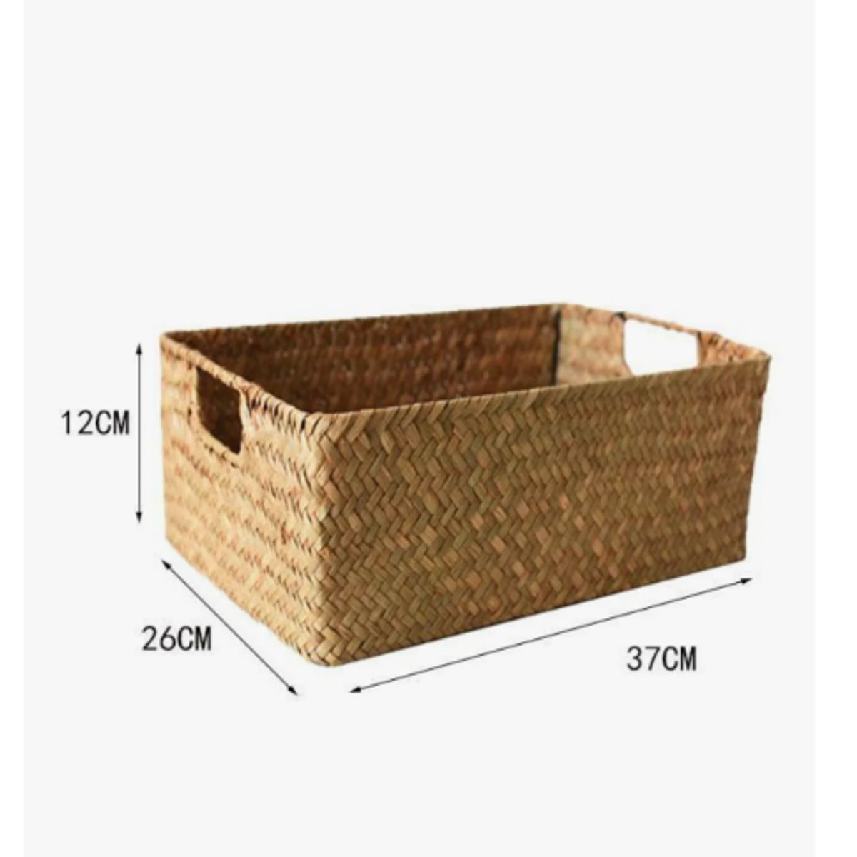 GENERICO - Cesta Organizadora Mimbre Almacenamiento Decoracion 37x26x12 Beige