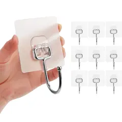 EINICIO - 10pcs Gancho Adhesivo Pared Perchero Ganchos Plateado