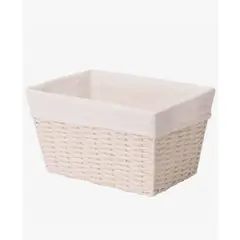 GENERICO - Canasto Cesta Organizadora Estilo Ratán Crema S