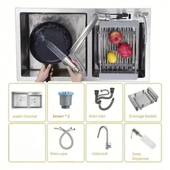 AIZO - Lavaplatos Rejilla Dispensador 65x40cm Acero inoxidable