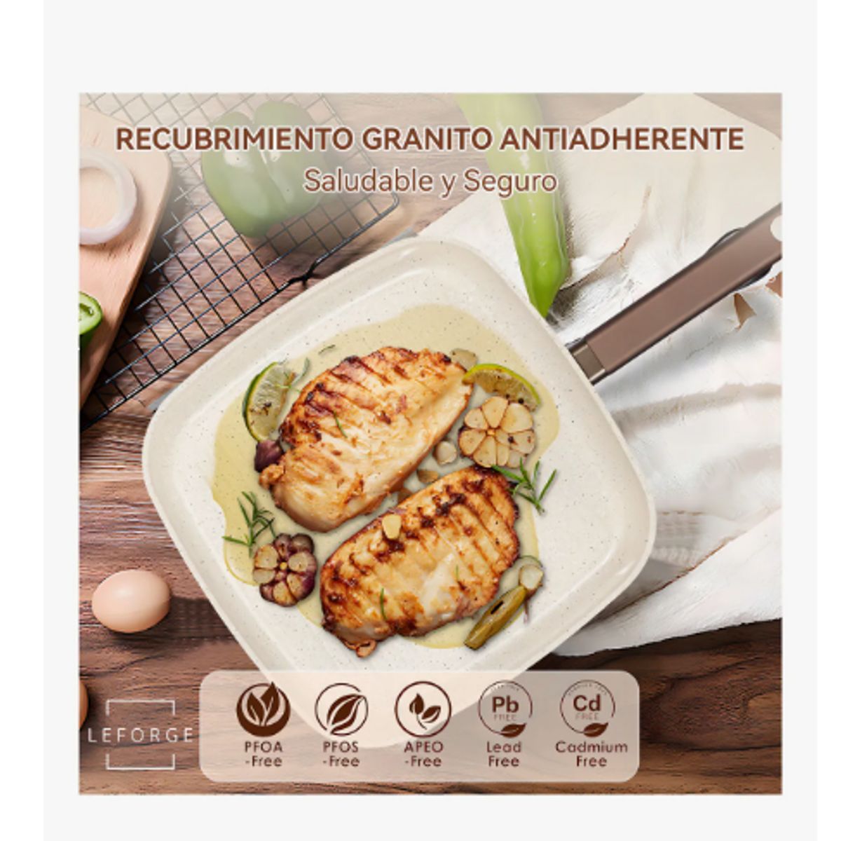 GENERICO - Sartén Bifera Cuadrada Antiadherente