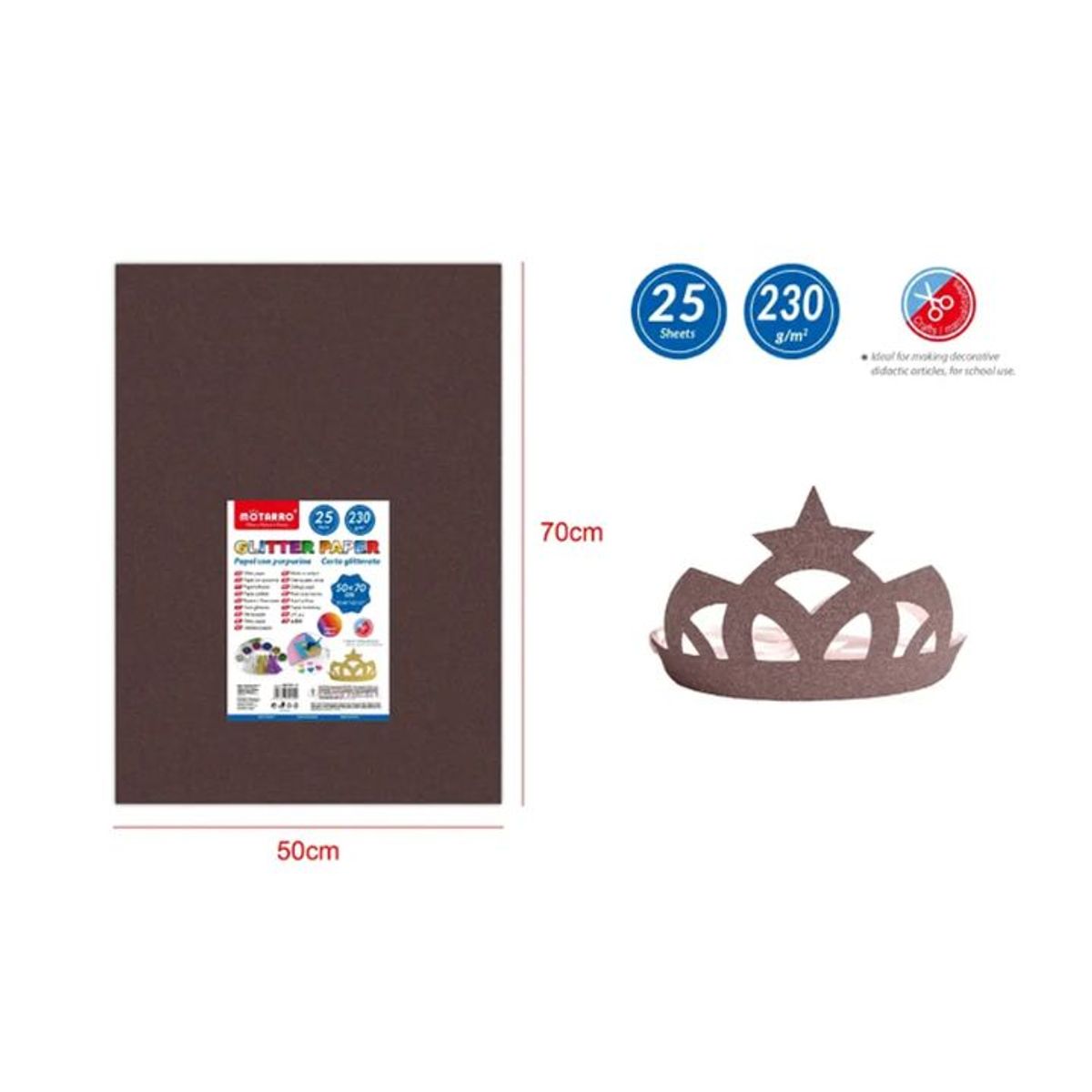 GENERICO - Papel Glitter Café 25pcs 50x70cm