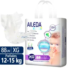 AILEDA - Pañales Infantiles Género Sin Género Tamaño Mediano XG 88 Uni Para 12-15 Kg Pegado Lateral