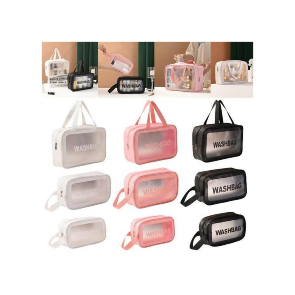 QIKUN - Set de 3 Organizadores Cosmetiquero Washbag Impermeables Neceser
