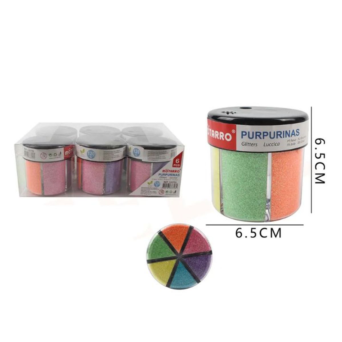 GENERICO - Brillantina O Escarcha 6 Colores Fosforecente