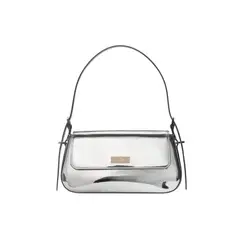 KATE SPADE - Cartera Patent Rectangular Metálica Plateada