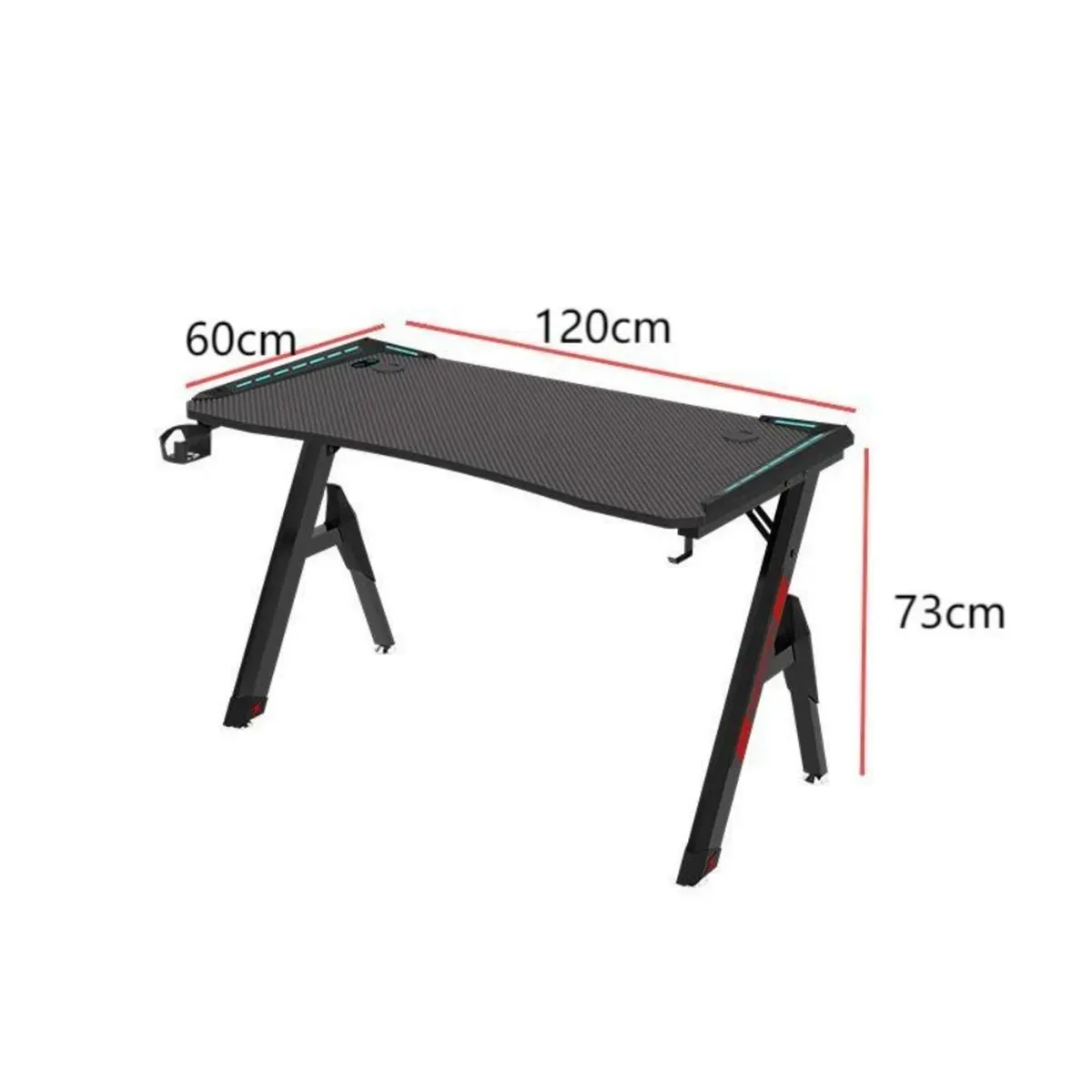 ANYHOGAR - Escritorio Gamer Con Luces 120x60x73cm