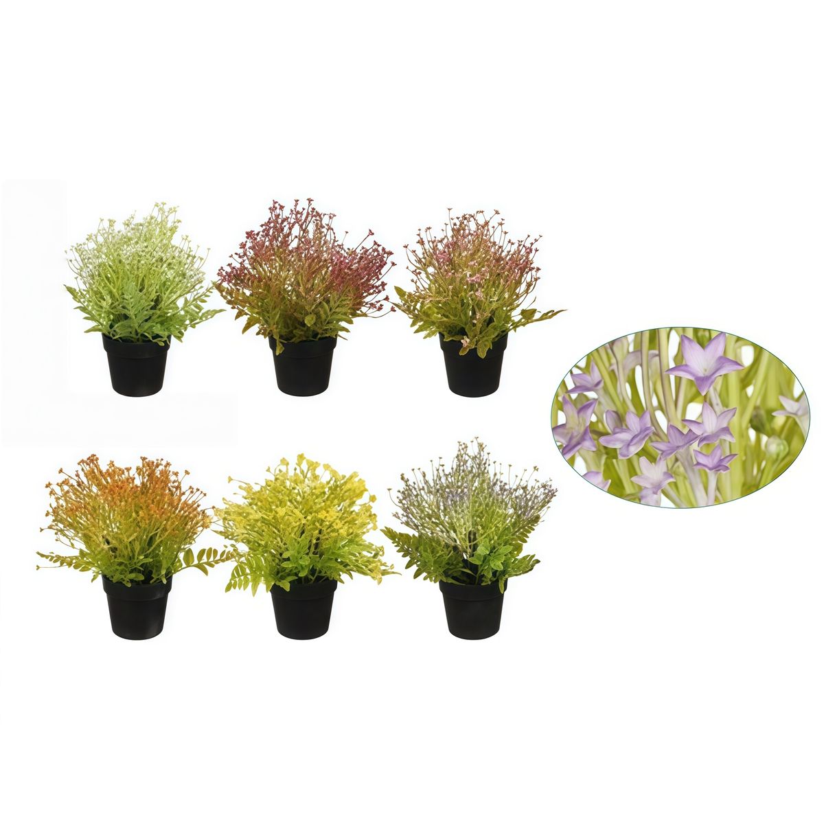 POLASUP - Set de 6 Plantas Artificiales Decorativas con Flores, para Hogar y Oficina