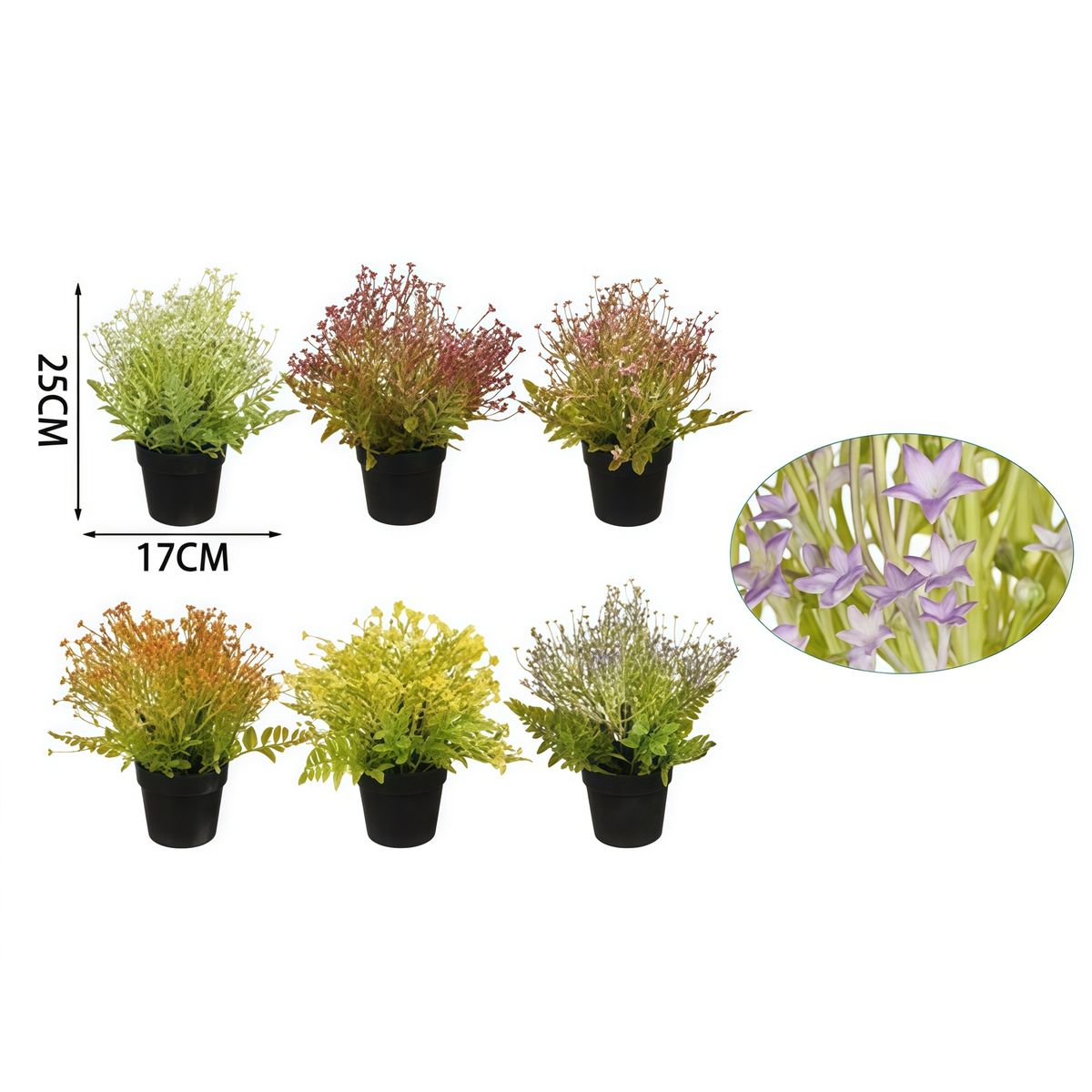 POLASUP - Set de 6 Plantas Artificiales Decorativas con Flores, para Hogar y Oficina