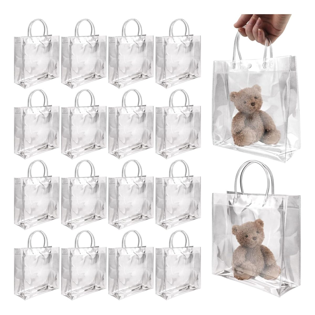 KINDA NICE - 20 Bolsa Regalo Con Asa Transparentes Boda Bautizo Recuerdos