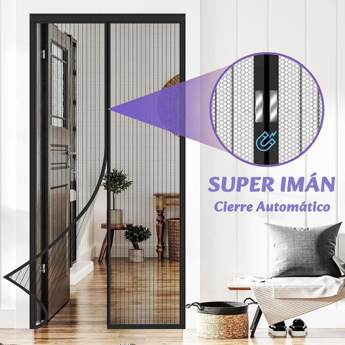 KUANGYE - Cortina Mosquitera Magnética Para Puerta Malla Antimosquitos