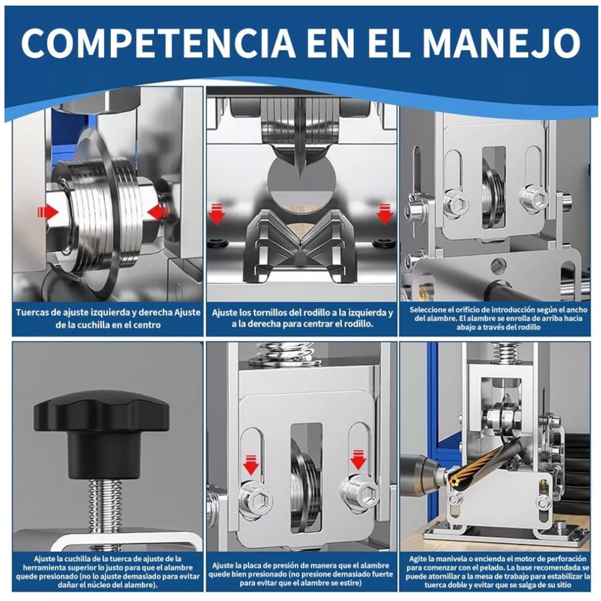 KUANGYE - Maquina Pelacables Manual Pelador Cables Portátil Taladro