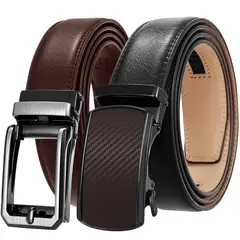 SLOWTON - Cinturón Hombre De Cuero Con Hebilla Automática En Caja 2 pcs
