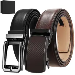 SLOWTON - Cinturón Hombre De Cuero Con Hebilla Automática En Caja 2 pcs