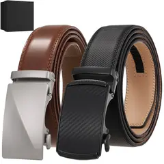 SLOWTON - Cinturón Hombre De Cuero Con Hebilla Automática En Caja 2pcs