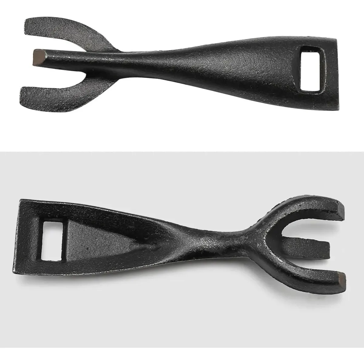 KUANGYE - 2 Plancha Plato De Fierro Fundido Con Base Madera Y 1 Pinza Negro 21cm
