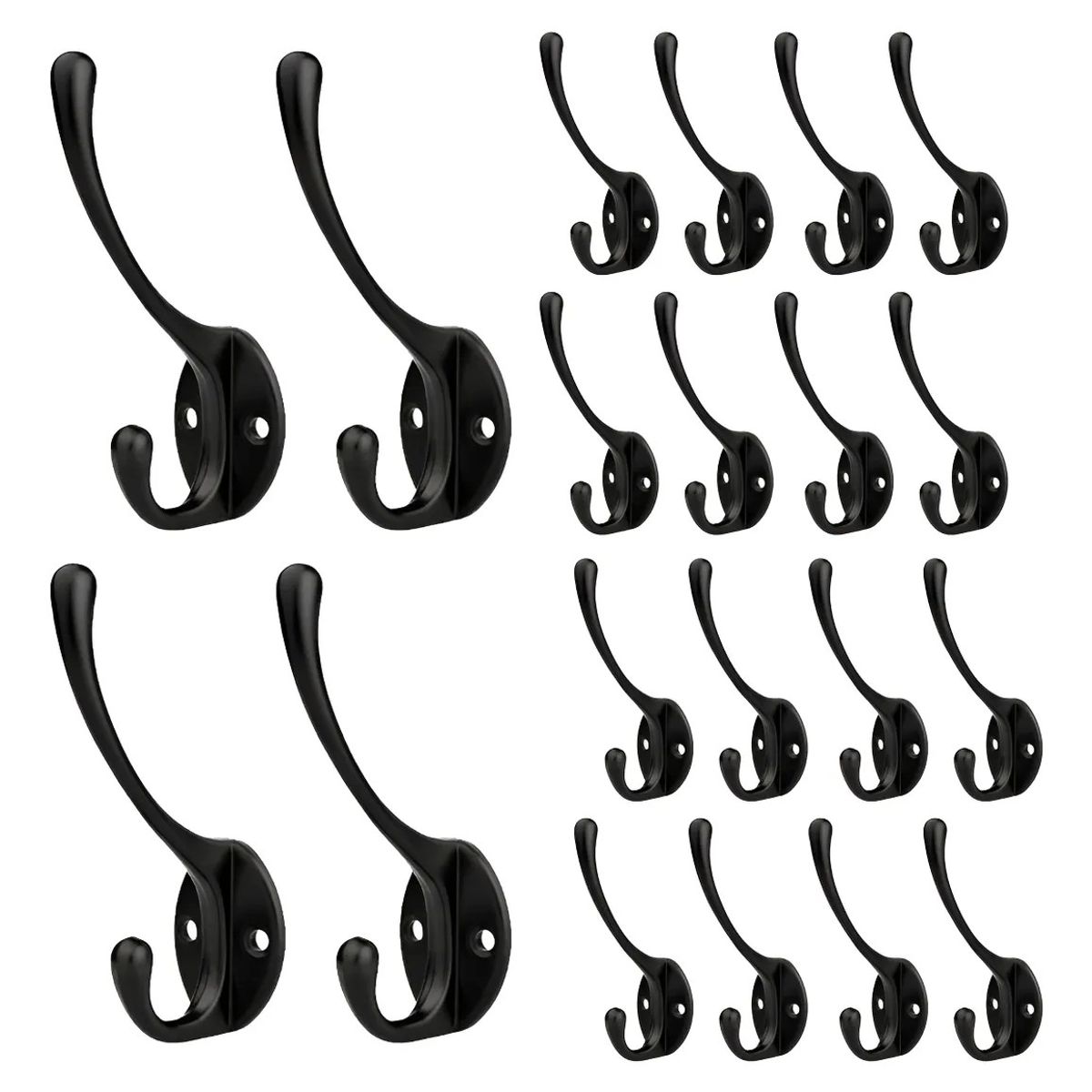 KUANGYE - Ganchos Percheros De Pared Para Abrigo Bufanda Llave 20 Pcs Negro