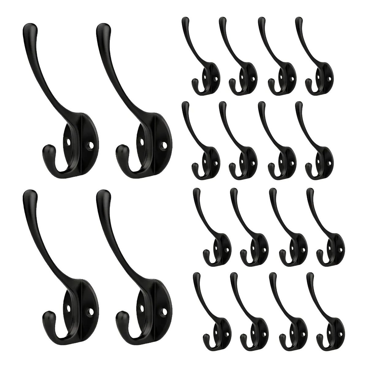 KUANGYE - Ganchos Percheros De Pared Para Abrigo Bufanda Llave 20 Pcs Negro