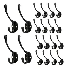 KUANGYE - Ganchos Percheros De Pared Para Abrigo Bufanda Llave 20 Pcs Negro