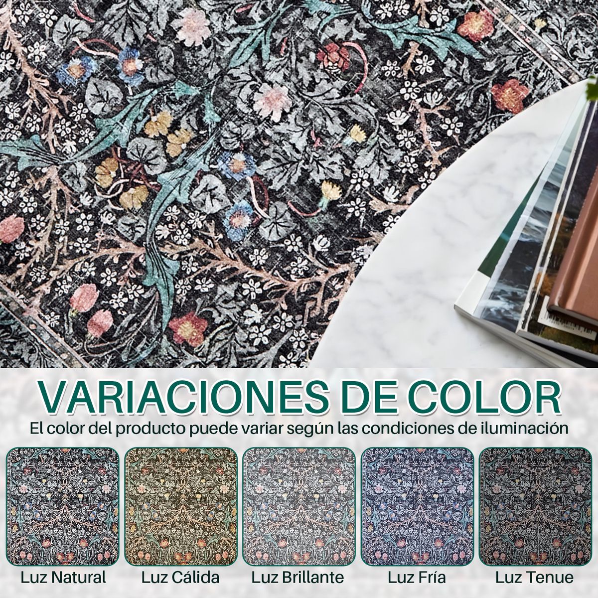SLOWTON - Alfombra De Boho Lavable Antideslizantes Vintage 60x90 cm