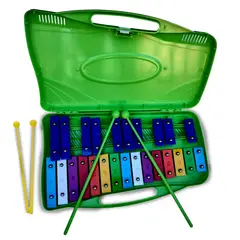 MALIK - Xilófono 25 Notas Cromático Verde + Baquetas
