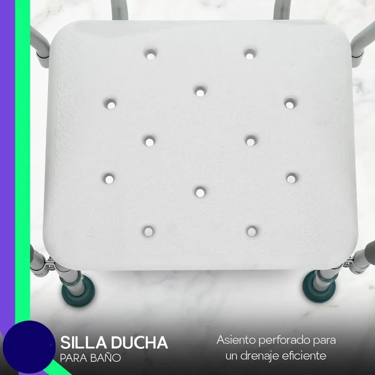 EVERSO - Silla De Ducha Con Respaldo Y Reposabrazo Antideslizante