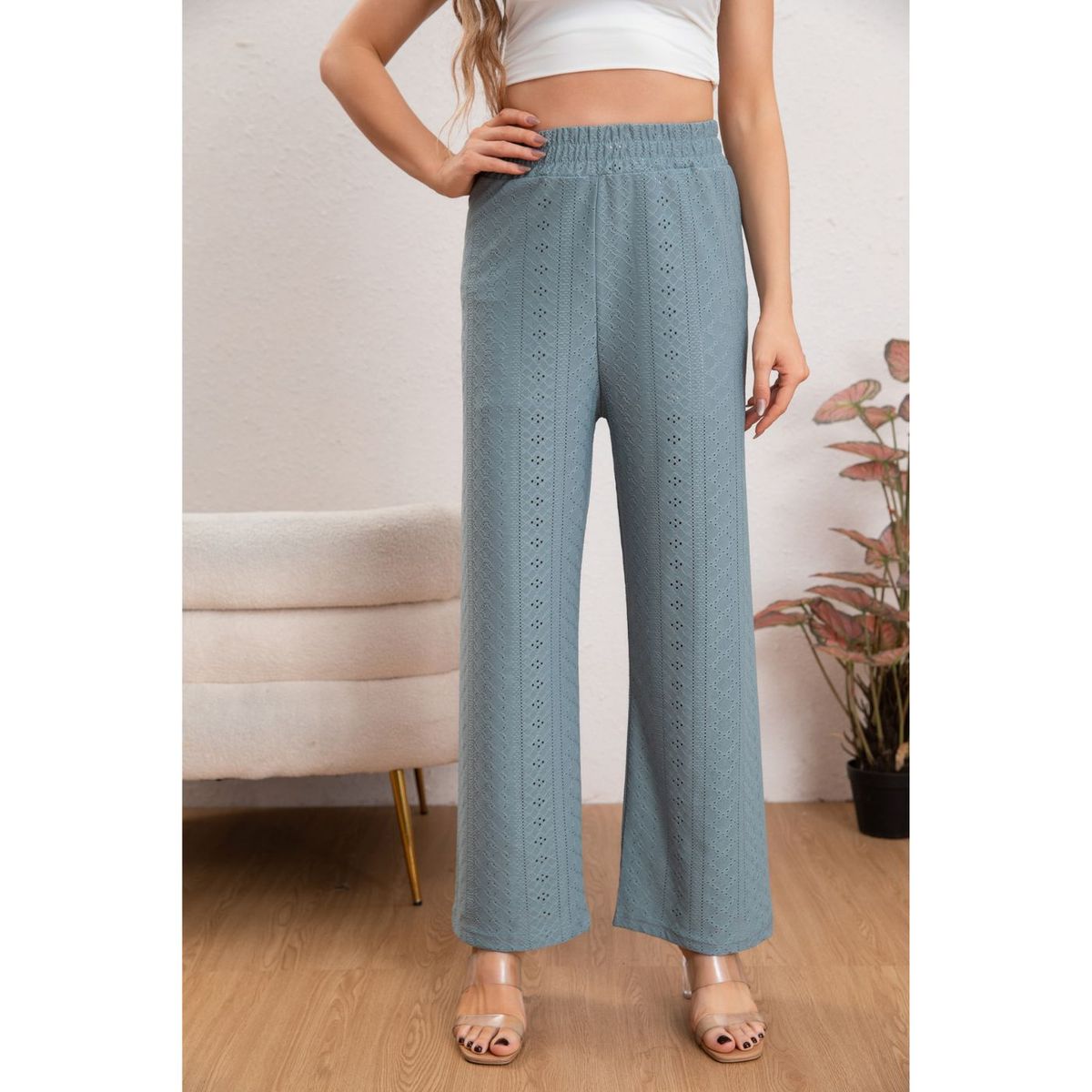 LIKE SHOP - Pantalon Playero Mujer Broderie Juvenil Verano 5004