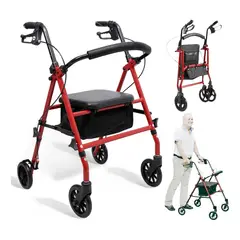 EVERSO - Burrito Andador Ortopedico Plegable 4 Ruedas Frenos Asiento