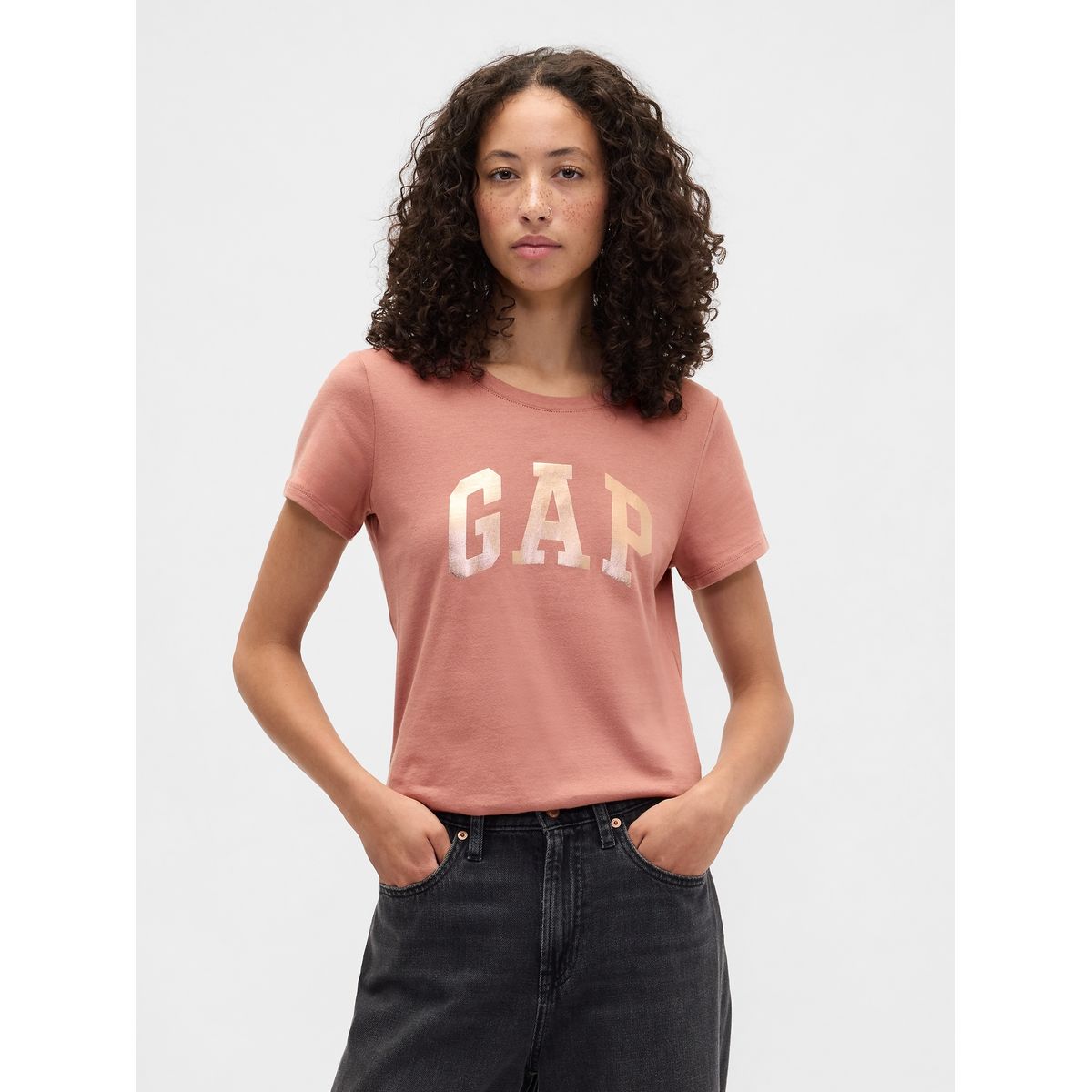 GAP - Polera Mujer Gap Manga Corta Logo Rosado