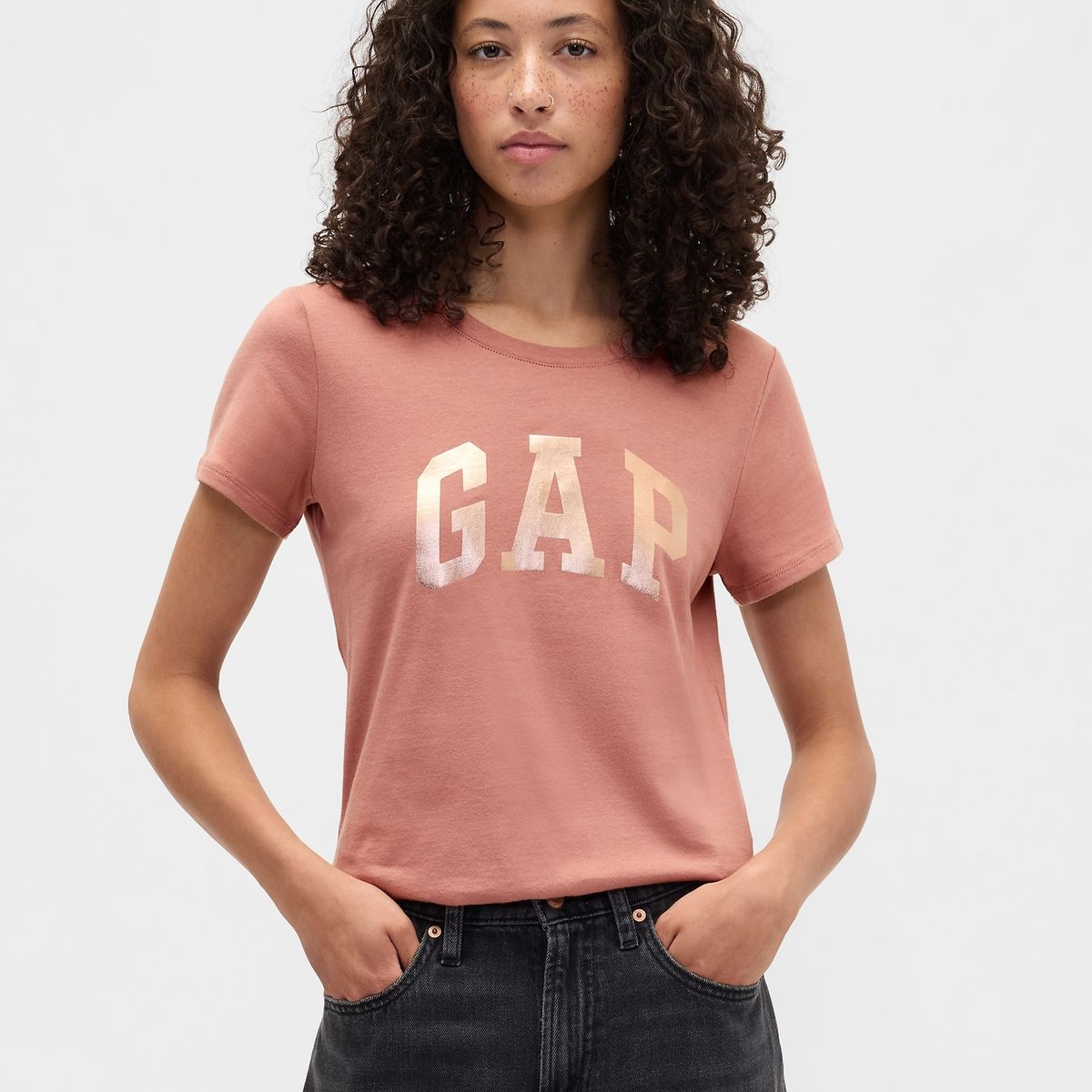 GAP - Polera Mujer Gap Manga Corta Logo Rosado