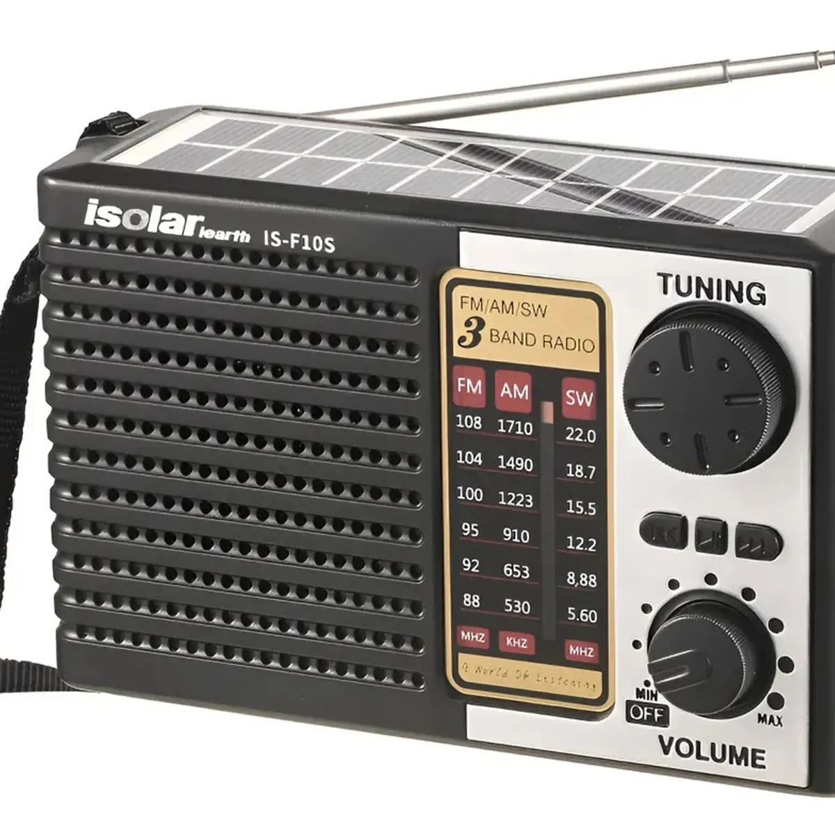 GENERICO - Radio Solar Portátil Multifuncional - 3 Bandas Am/fm/sw Negro