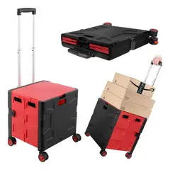 GENERICO - Carrito Organizador Plegable Multiusos Con Tapa Y Ruedas